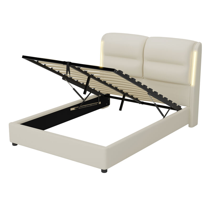 Merax Hydraulic Platform Bed with Lift Up Storage