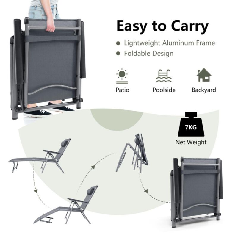 Hivvago Outdoor Aluminum Chaise Lounge Chair with Quick-Drying Fabric