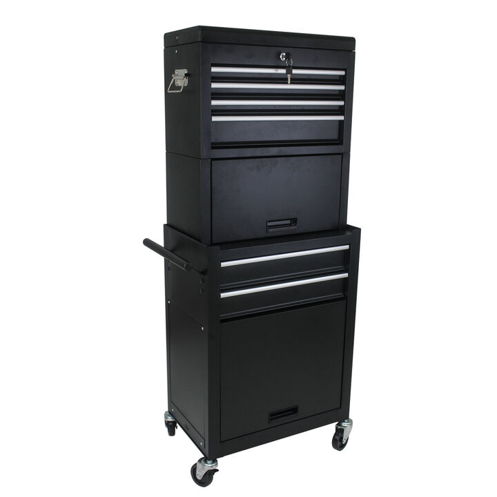 High Capacity Rolling Tool Chest With Wheels And Drawers, 6-Drawer Tool Storage Cabinet-Black