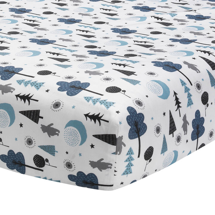 Disney Baby Forever Pooh White/Blue Bear Fitted Crib Sheet by Lambs & Ivy