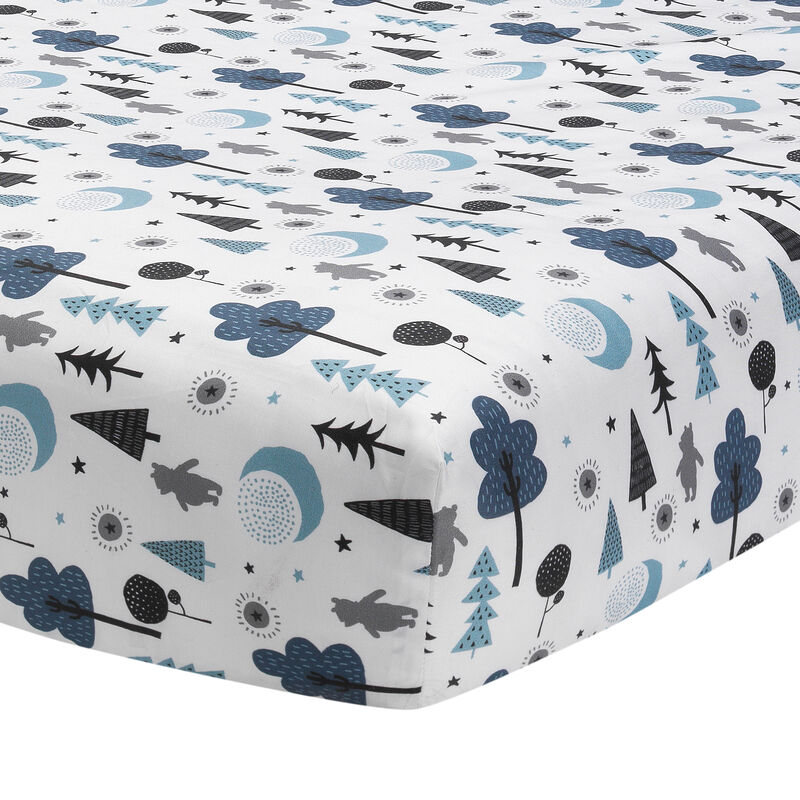 Disney Baby Forever Pooh White/Blue Bear Fitted Crib Sheet by Lambs & Ivy