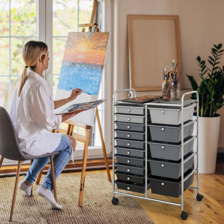 Hivvago 15-Drawer Utility Rolling Organizer Cart Multi-Use Storage
