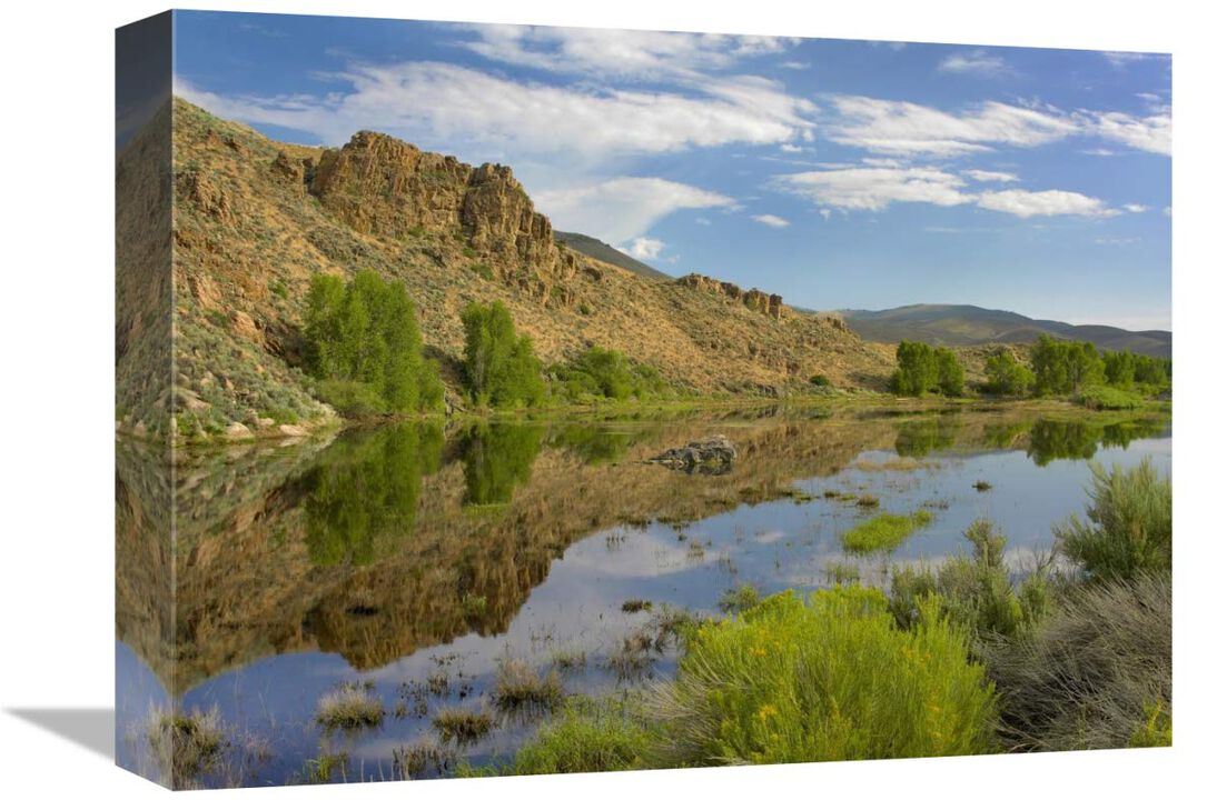 Cliffs reflected in lake, Curecanti National Recreation Area, Colorado-Canvas Art-16x12