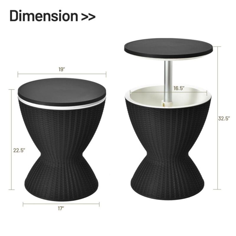 Hivvago 3 Pieces Outdoor Rattan Bar Table with Extendable Tabletop