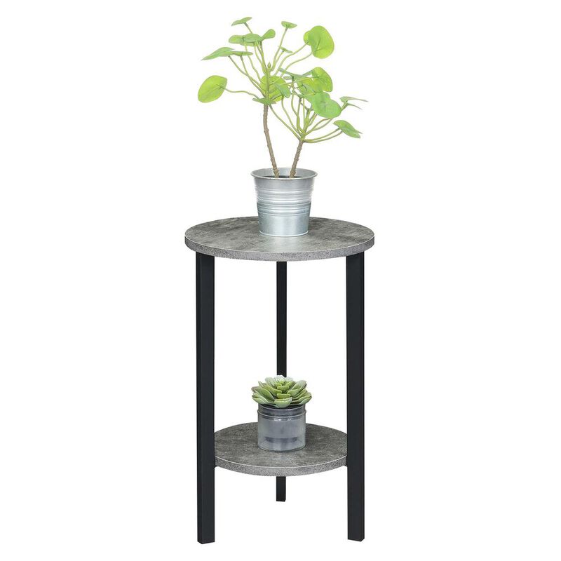 Convenience Concepts Graystone 24 inch 2 Tier Plant Stand, Cement/Black