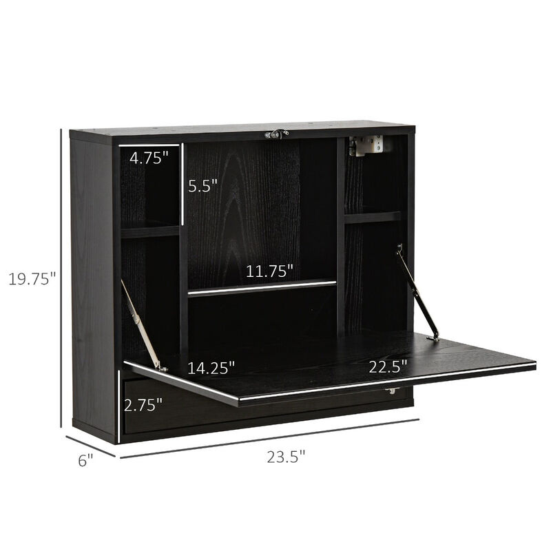 Black Space-Saver: Wall Mounted Desk with Foldable Tabletop