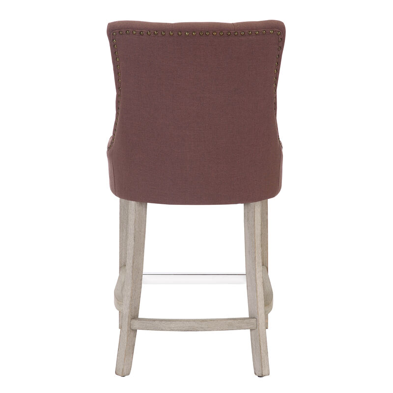 WestinTrends 24" Linen Fabric Tufted Upholstered Counter Stool (Set of 2)
