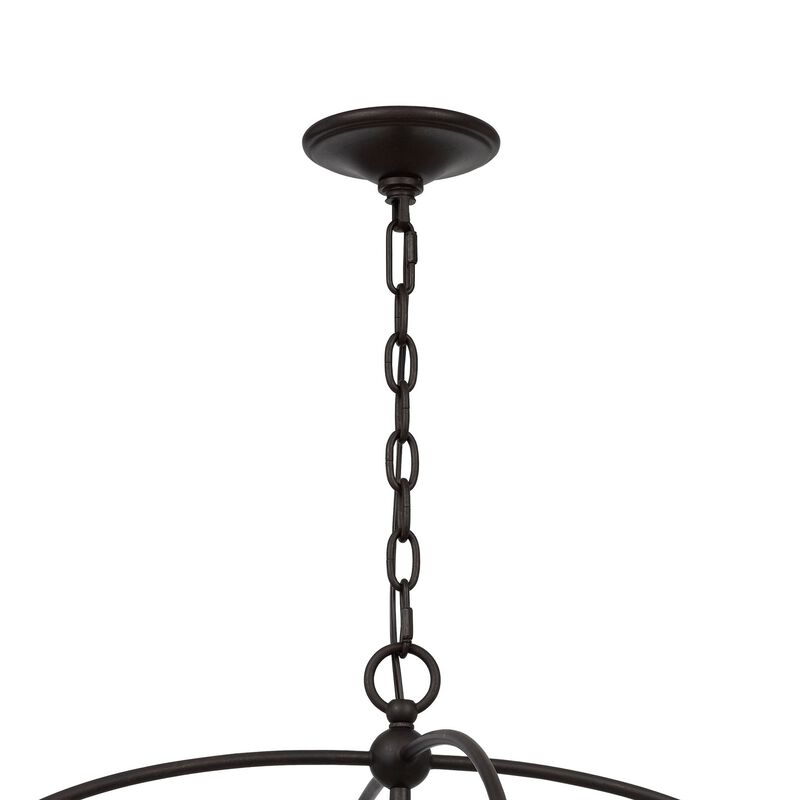 Acia 26 Inch Chandelier, Classic Round Organza Shade Wood, Metal  - Benzara