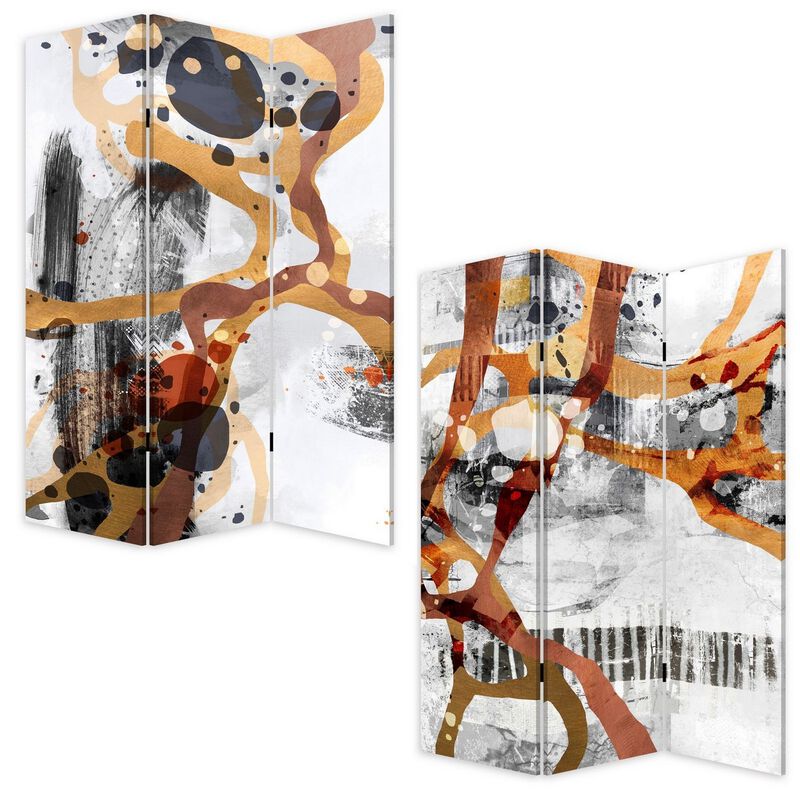 72 Inch 3 Panel Canvas Room Divider with Splash Print