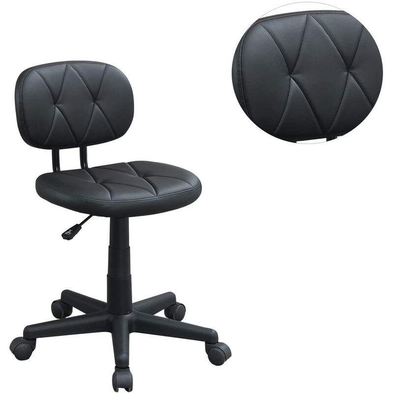 Modern 1 Piece Office Chair Black Tufted Design Upholstered Chairs With Wheels