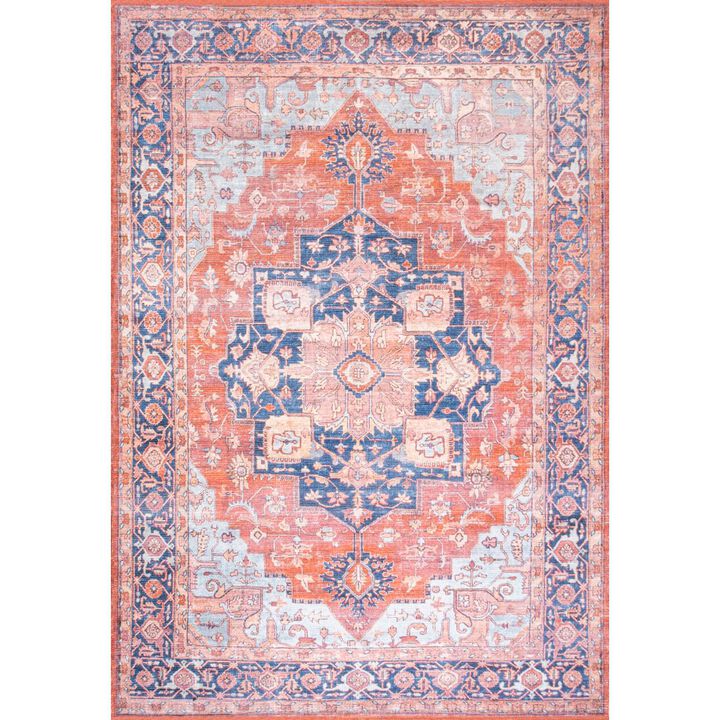 Maris Ornate Medallion Machine-Washable Area Rug