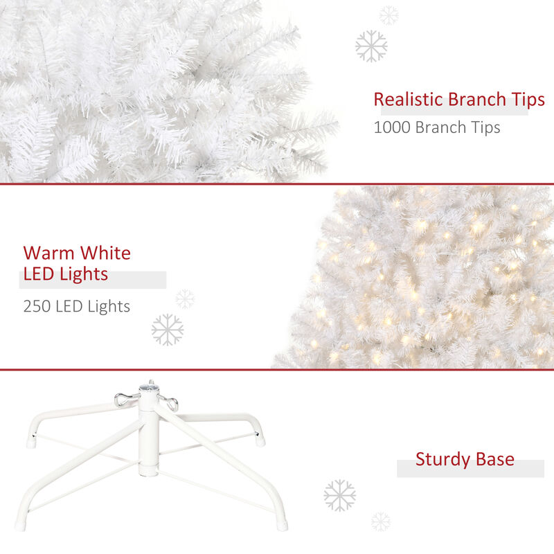 6' PVC Pre-lit Full Artificial Christmas Xmas Tree Metal Stand White