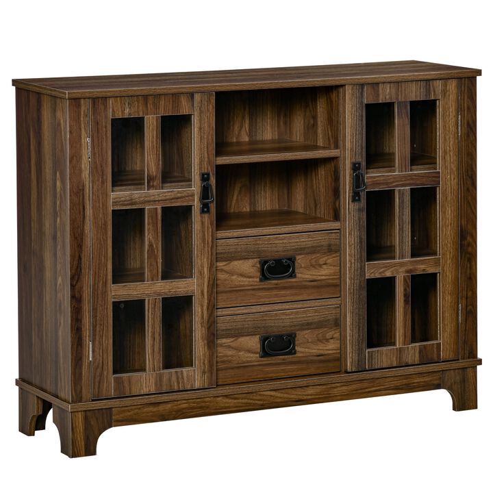 Walnut Dining Storage: Kitchen Sideboard with Glass Door & Drawers