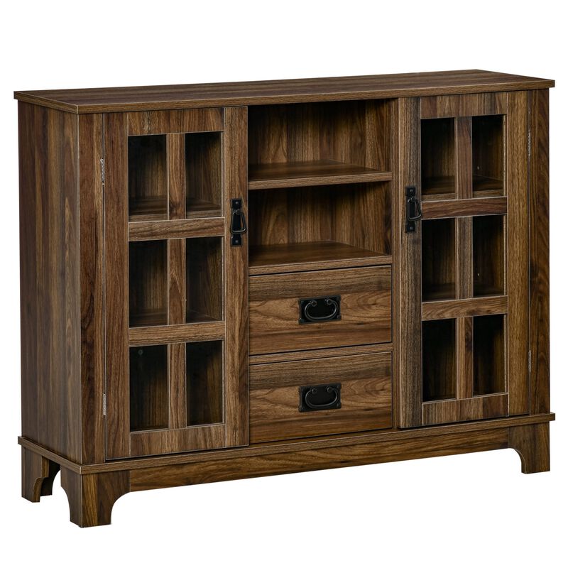 Walnut Dining Storage: Kitchen Sideboard with Glass Door & Drawers