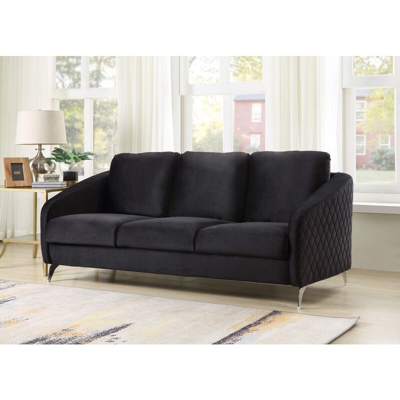 Sofia Black Velvet Modern Chic Sofa Couch