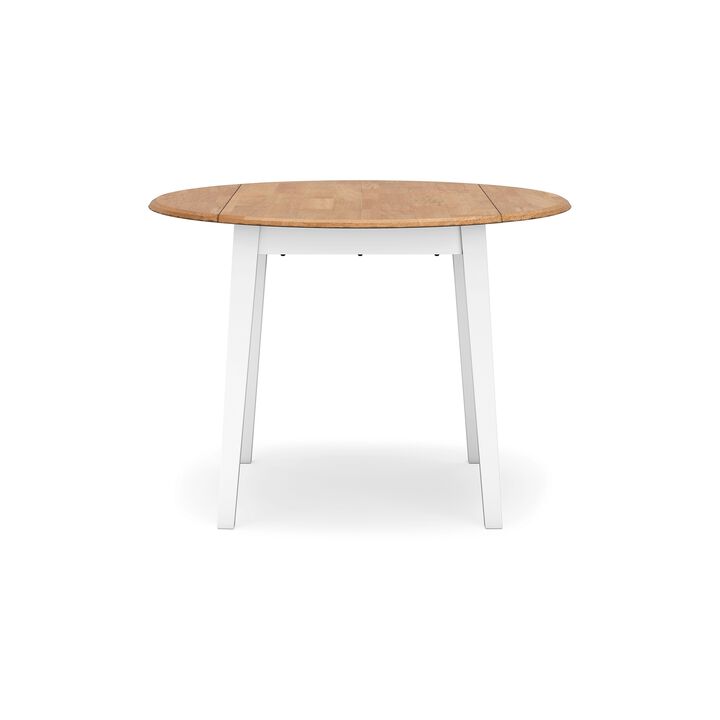 Gasy Dining Table, Extendable 26-42 Inch White Brown Wood, 2 Leaves - Benzara