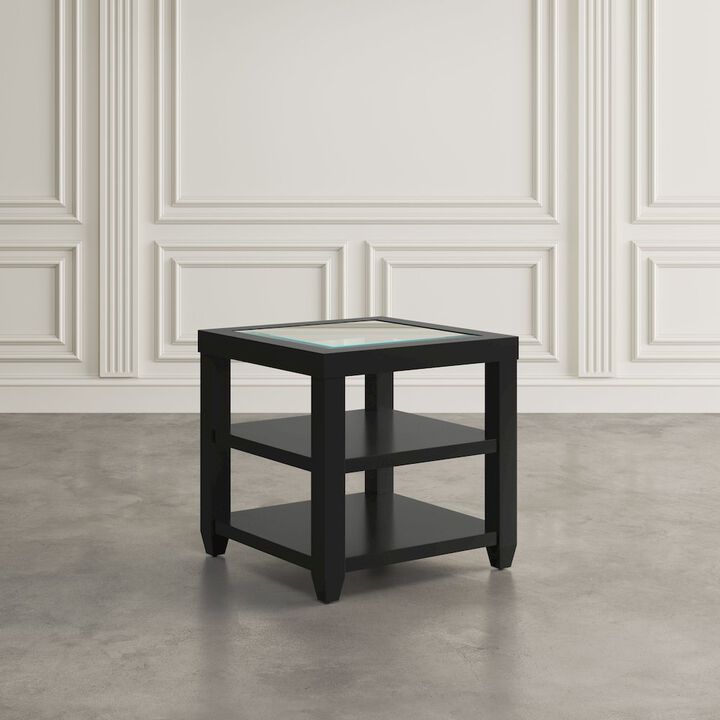 Jofran Urban Icon Contemporary Glass Inlay End Table with Storage