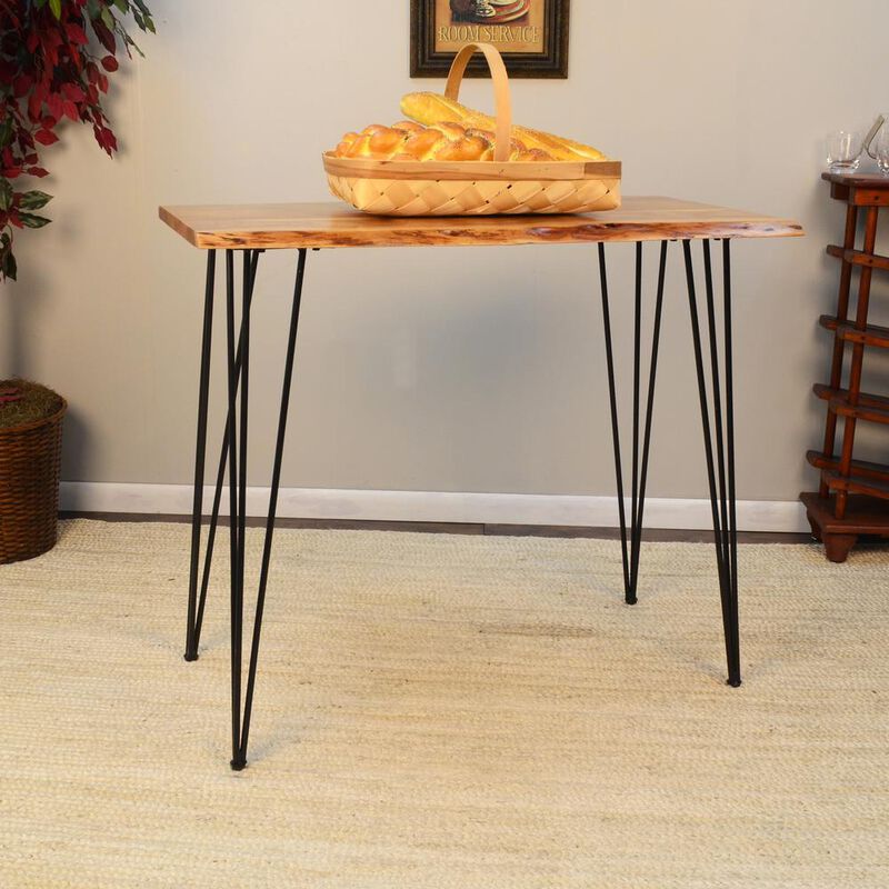 Carolina Living Seti Live Edge Bar Table - Natural Top - Black Base