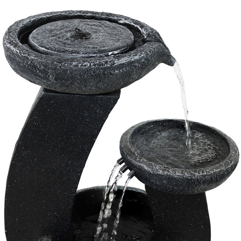 Sunnydaze Modern Cascading Bowls Solar Water Fountain with Battery - 28 in