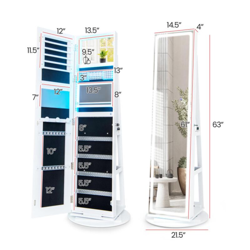 Hivvago Standing Jewelry Cabinet with Adjustable LED Lights