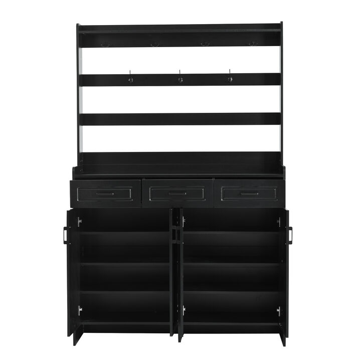 Merax 4-Door Shoe Cabinet with Coat Rack