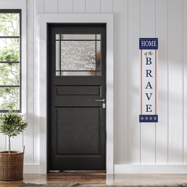 36" Home of the Brave Patriotic Wooden Porch Board Sign Decoration