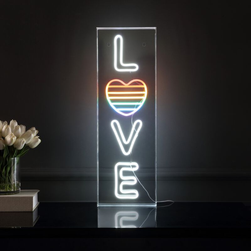 LOVE 8" X 24" Contemporary Glam Acrylic Box USB Operated LED Neon Light