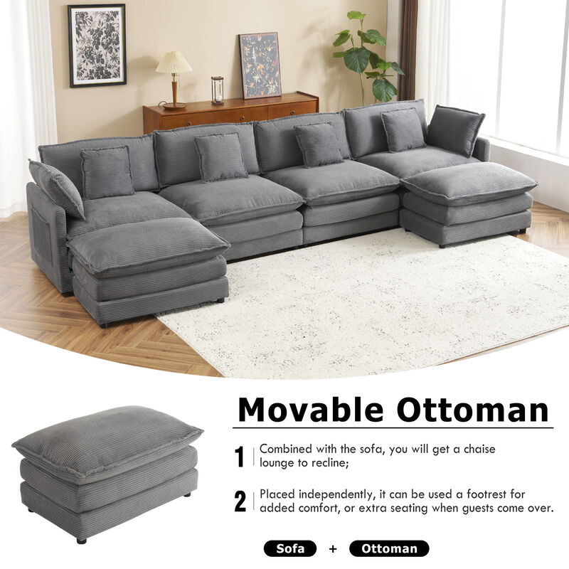 Merax Modern Corduroy Modular Sofa Couch for Living Room
