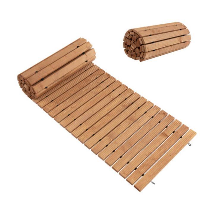 Hivvago 8 Feet Roll-out Weather-Resistant Patio Hardwood Pathway