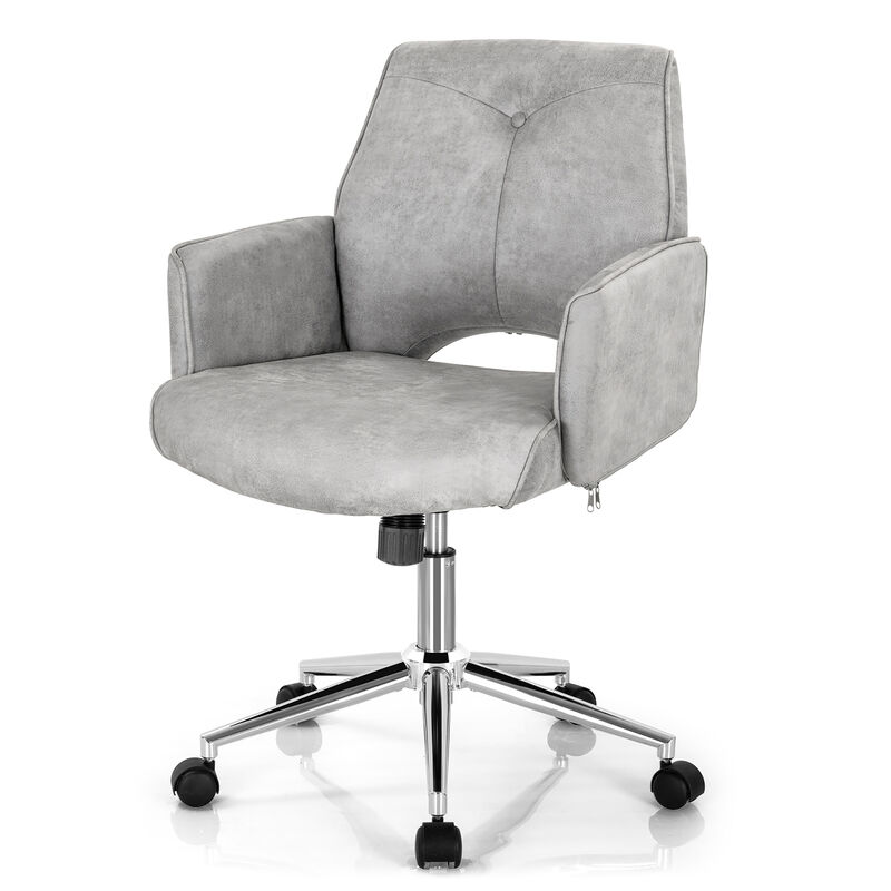 Costway Hollow Mid Back Leisure Office Chair Adjustable Task Chair w/Armrest