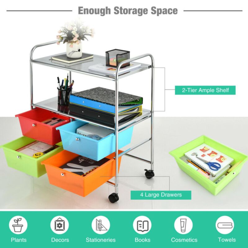Hivvago 4 Drawers Shelves Rolling Storage Cart Rack