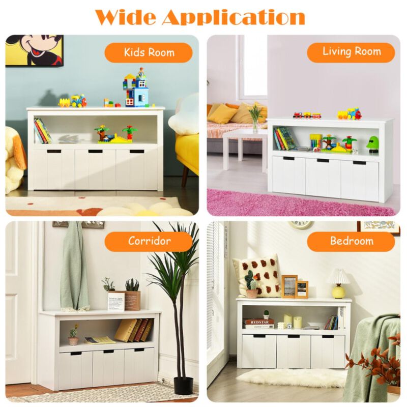 Hivvago Kid Toy Storage Cabinet 3 Drawer Chest with Wheels Large Storage Cube Shelf