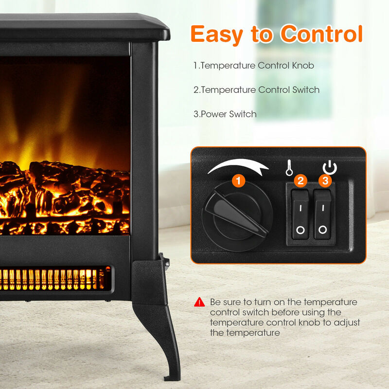 Compact Portable Space Heater with Realistic Flame Effect