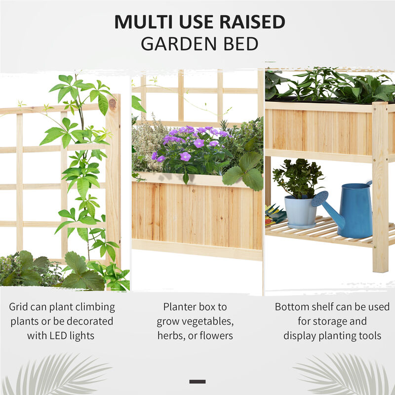 47" x 23" x 64" Wood Elevated Planter Box w/ Spacious Growing Area for Veggies