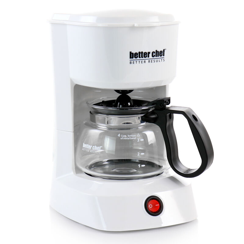 Better Chef 4 Cup Compact Coffee Maker in White with Removable Filter Basket
