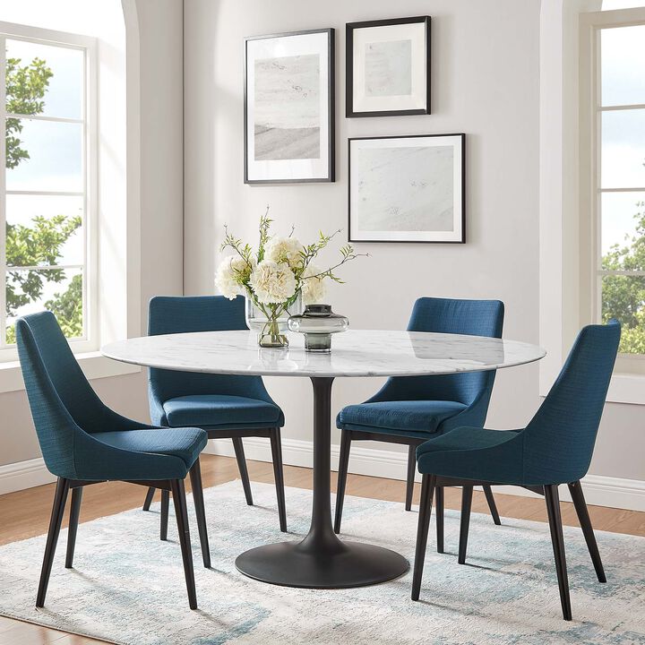 Modway - Lippa 60" Round Artificial Marble Dining Table Black White