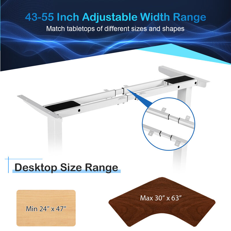 Costway Electric Sit Stand Desk Frame Dual-motor Height-adjustable Standing Desk Base with 3 Memory Positions & Touch Control Panel Home Office Black