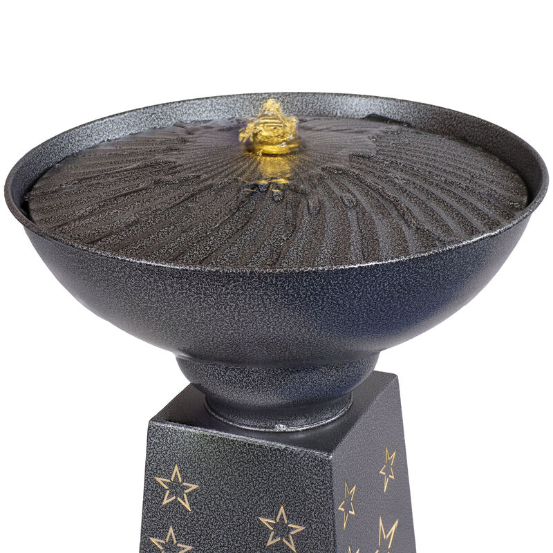 Sunnydaze Starry Sky Galvanized Iron Outdoor Fountain with LEDs - 31.25"
