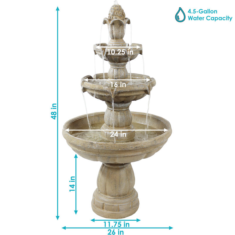 Sunnydaze Fiberglass Outdoor 3-Tier Water Fountain