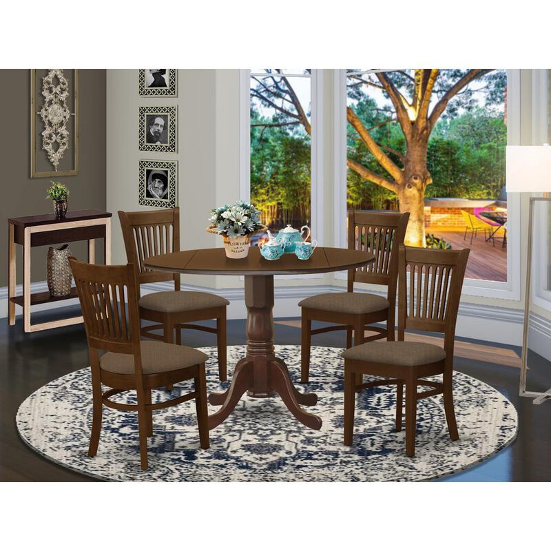 East West Furniture DLVA5-ESP-C 5 Pc set Dinette Table with 2 drop leaves and 4 Seat Chairs