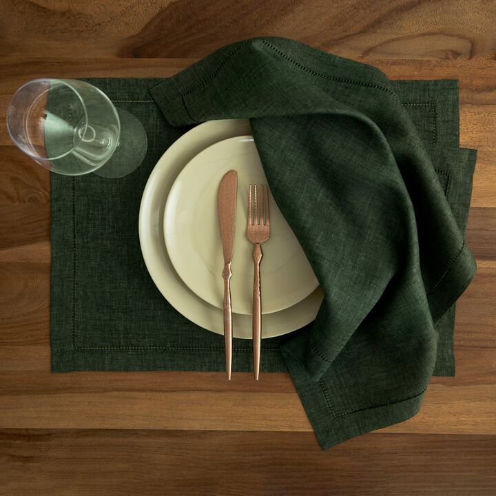 Solino Home 100% Pure Linen Placemats 14 x 19 Inch Set of 4 | Milan