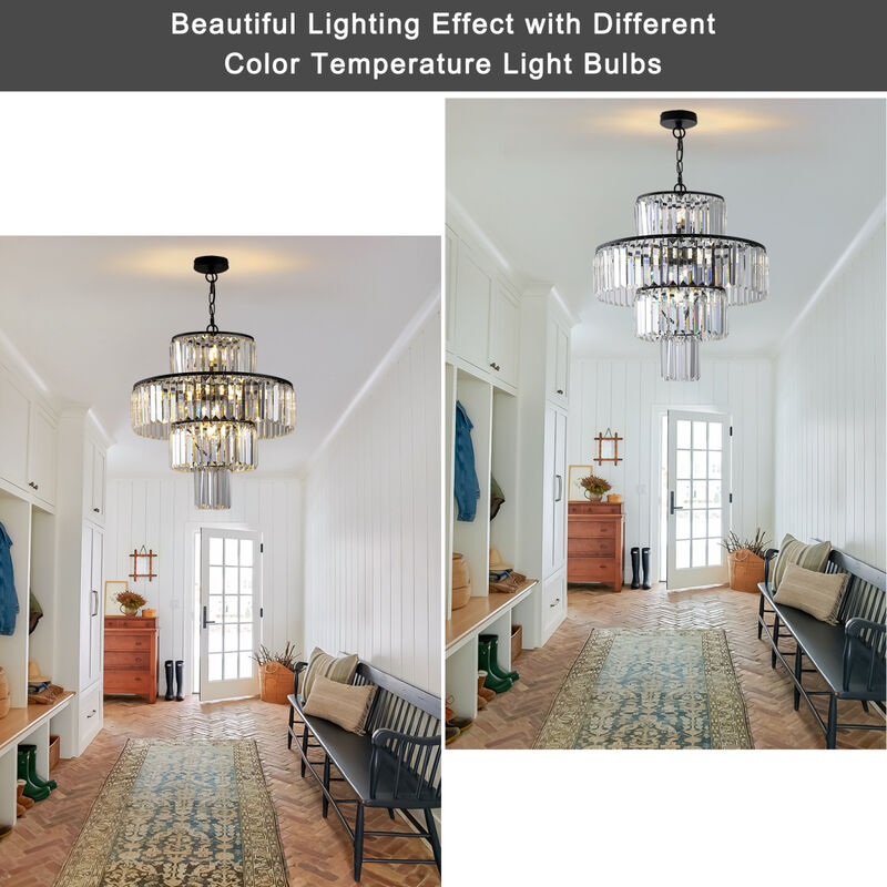 Luxury Black Crystal Chandelier - Dia 19.7 Inch
