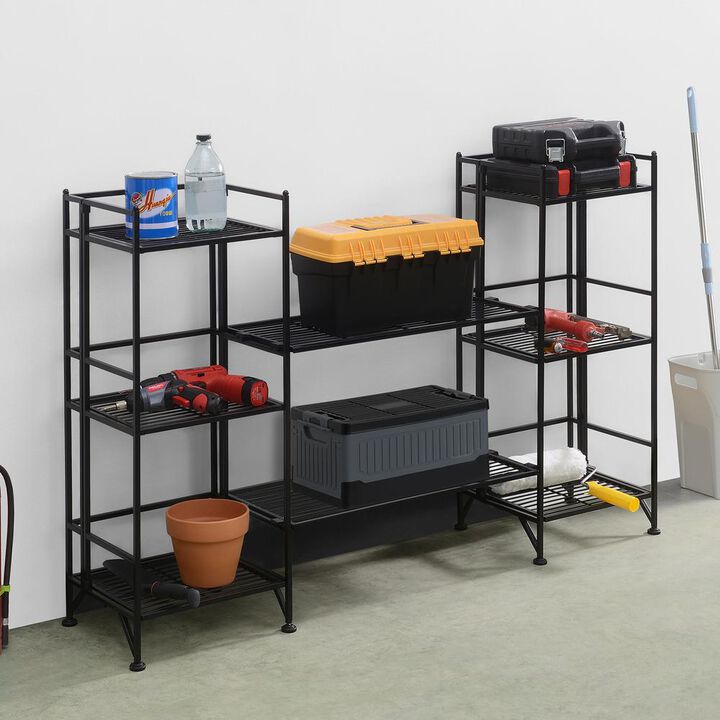 Convenience Concepts Xtra Storage 3 Tier Folding Metal Shelves with Set of 2 Extension Shelves