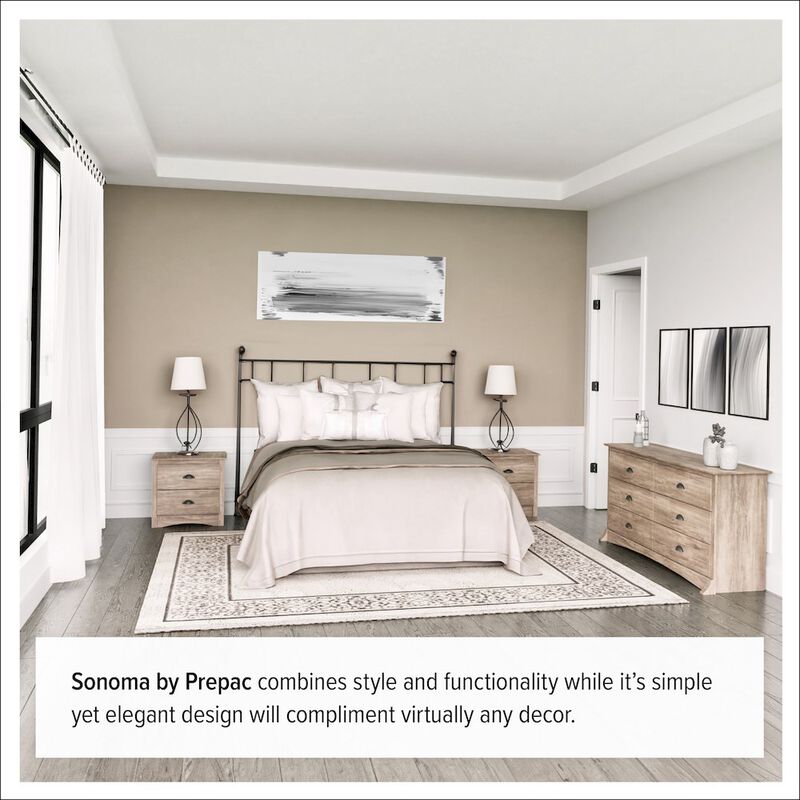 Prepac Salt Spring 6-Drawer Dresser in Drifted Gray