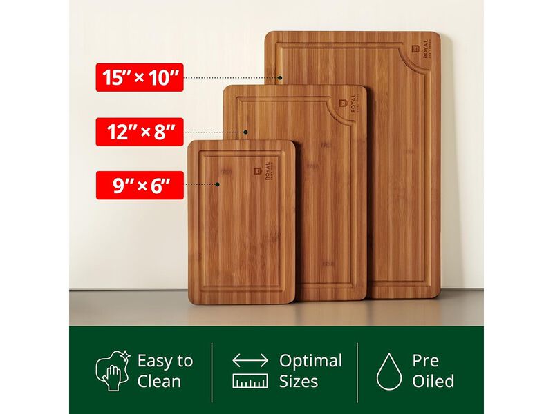 ROYAL CRAFT WOOD Wooden Cutting Boards for Kitchen Meal Prep & Serving