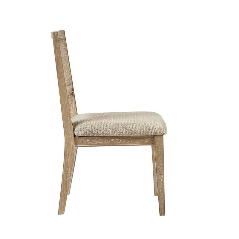 Starlight Canyon Home Set of 2 Brown Dining Chairs with Cane Back and Upholstered Seat