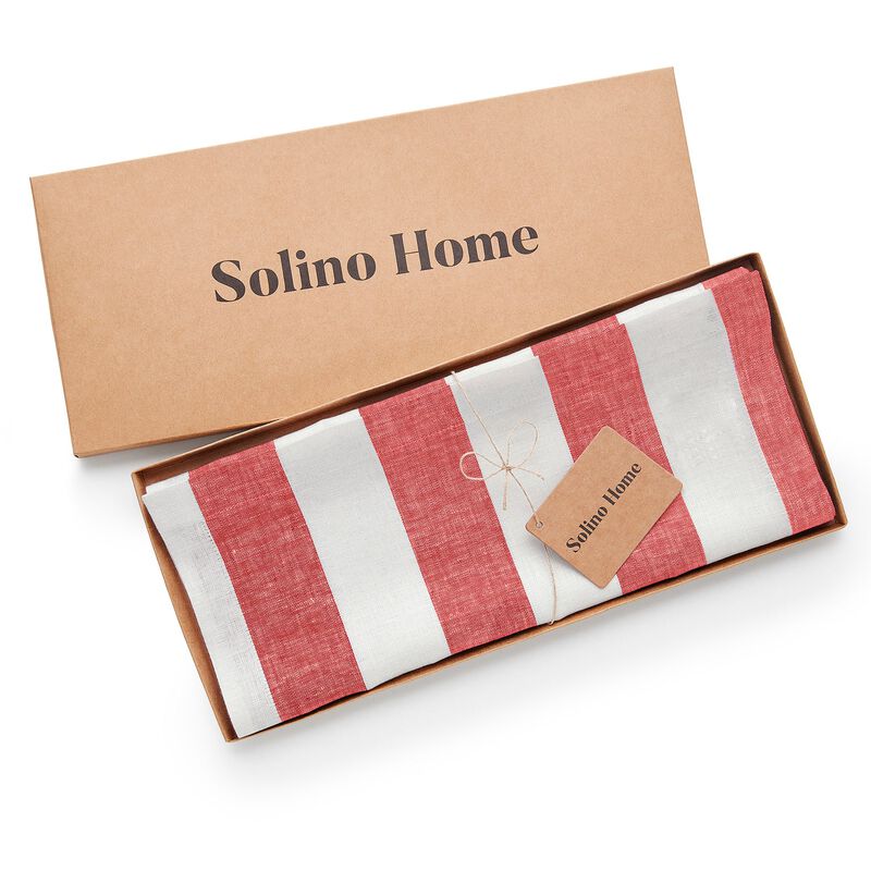 Solino Home 100% Pure Linen Table Runner | Cabana Stripe for Thanksgiving, Christmas