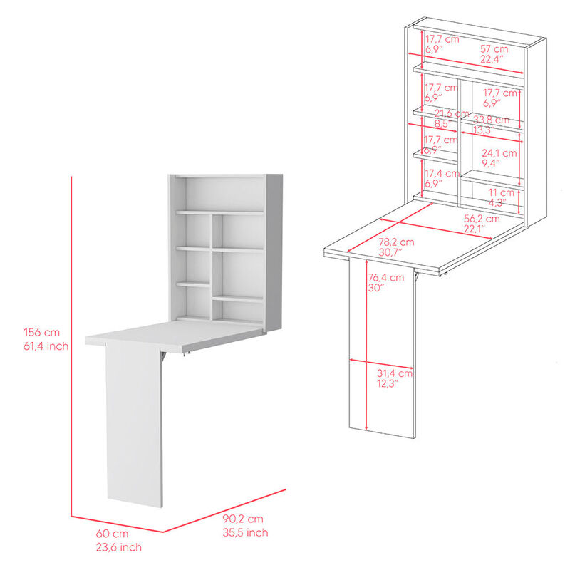 Foldable Table Tacoma, Living Room, White