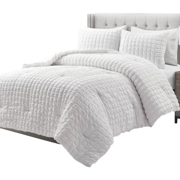 Crinkled Textured 3 Piece Comforter Set – Stylish Bedding Set with Soft Feel