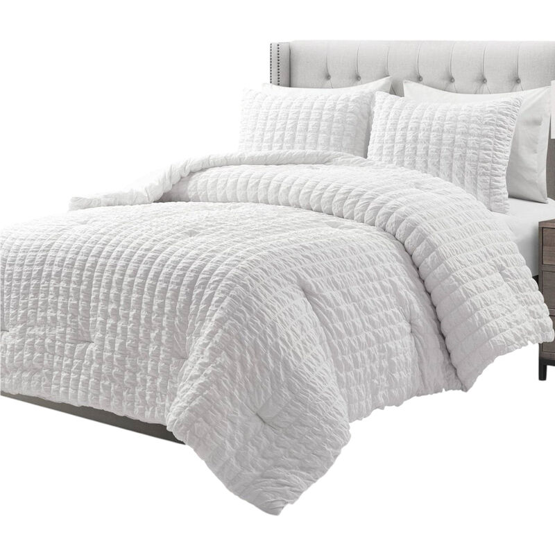 Crinkled Textured 3 Piece Comforter Set – Stylish Bedding Set with Soft Feel